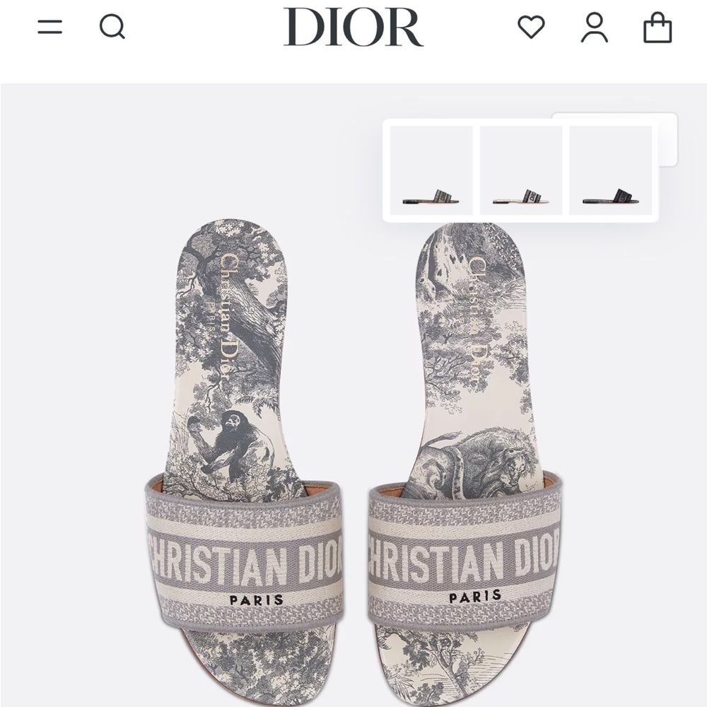Dior Dway Slide
Gray Embroidered Cotton and Toile de Jouy Motif